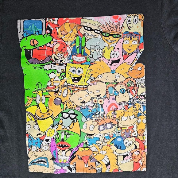 Nickelodeon 90's Cartoons Ren Stimpy Hey Arnold Rugrats Group T Shirt MEDIUM - Picture 1 of 5